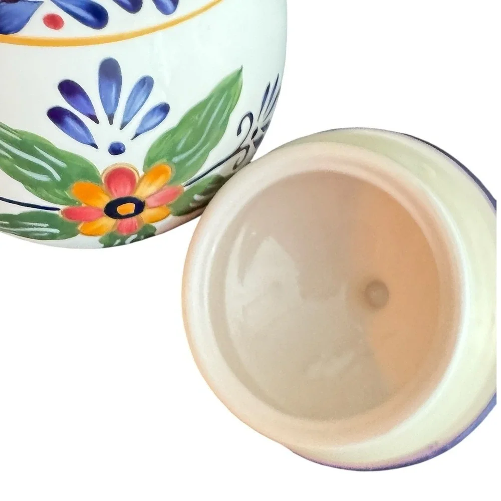 Whole Home Talavera Style Floral Ceramic Lidded Canister‎ jar Blue White